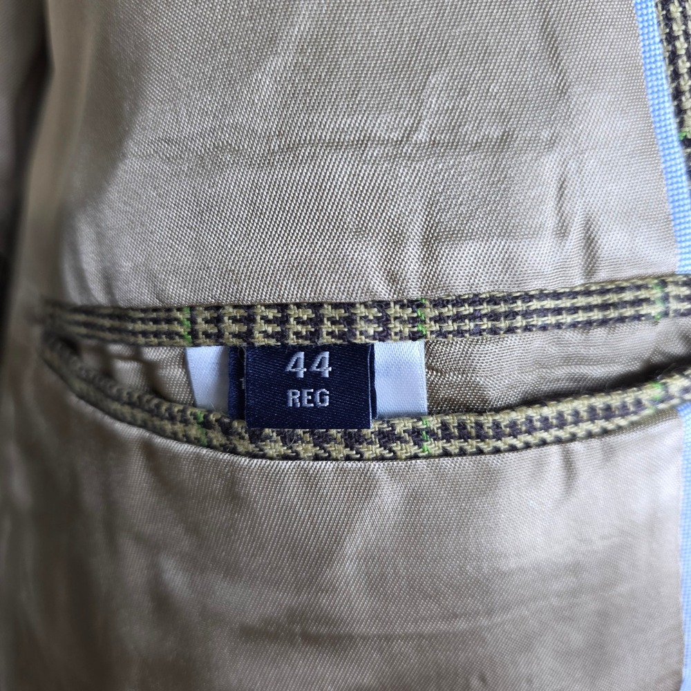 Lands End x Baird McNutt Irish Linen Plaid Sports Coat Blazer Mens 44R - Picture 7 of 9